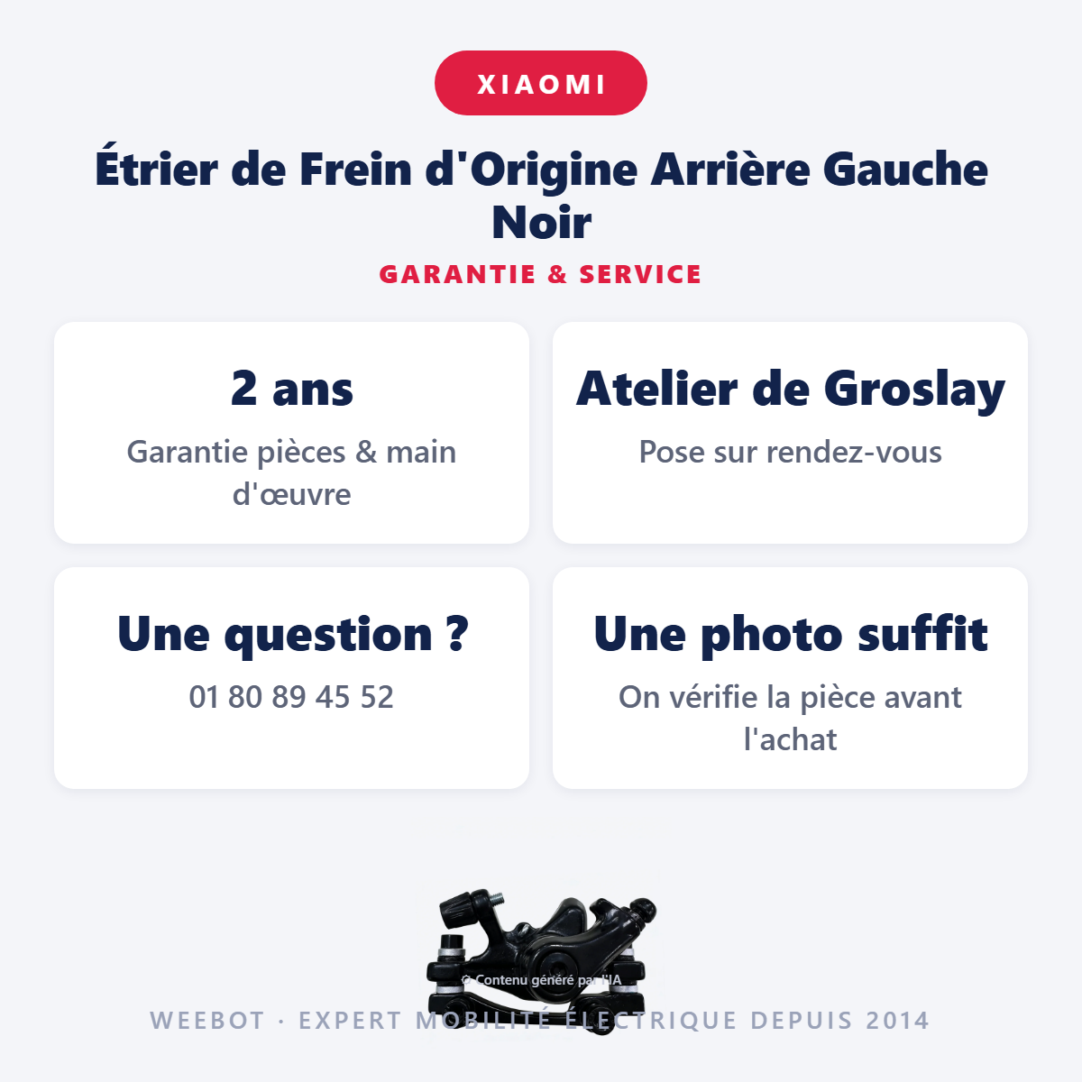 Étrier de Frein d'Origine Arrière Gauche Noir : garantie 2 ans et service après-vente