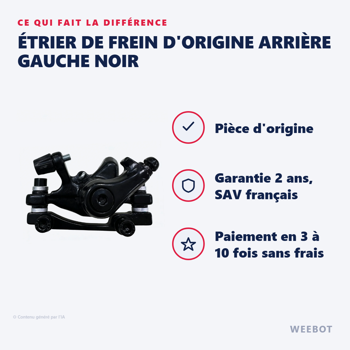 Étrier de Frein d'Origine Arrière Gauche Noir : les points forts