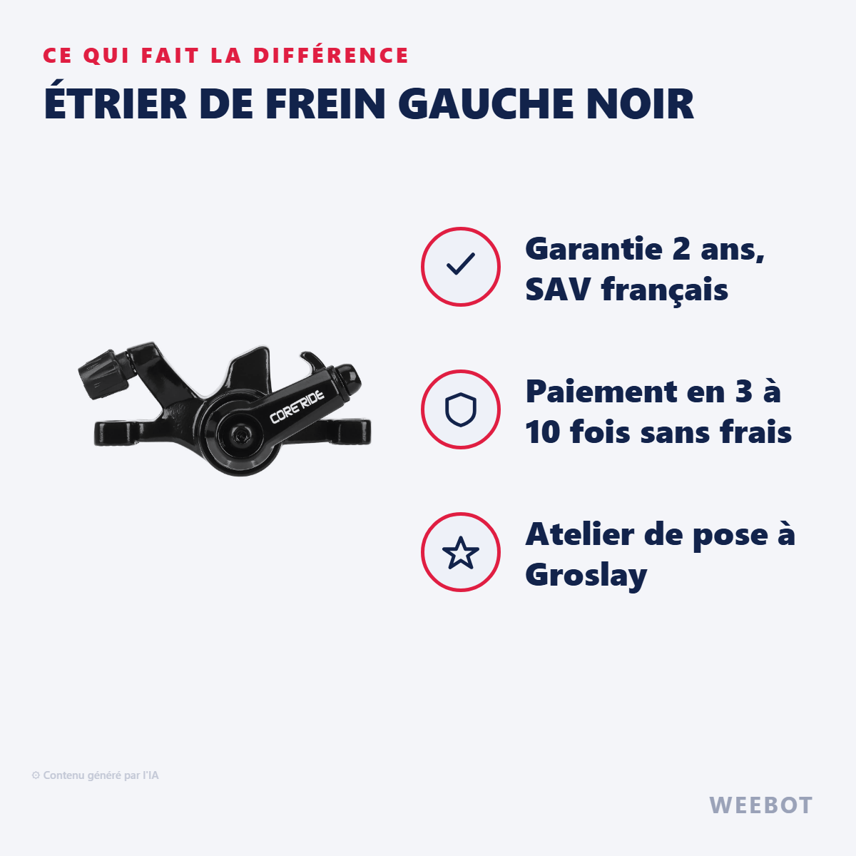 Étrier de Frein Gauche Noir : les points forts