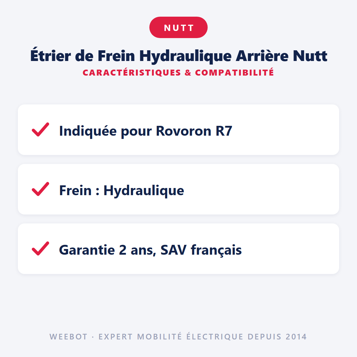 Étrier de Frein Hydraulique Arrière Nutt : caractéristiques et compatibilité