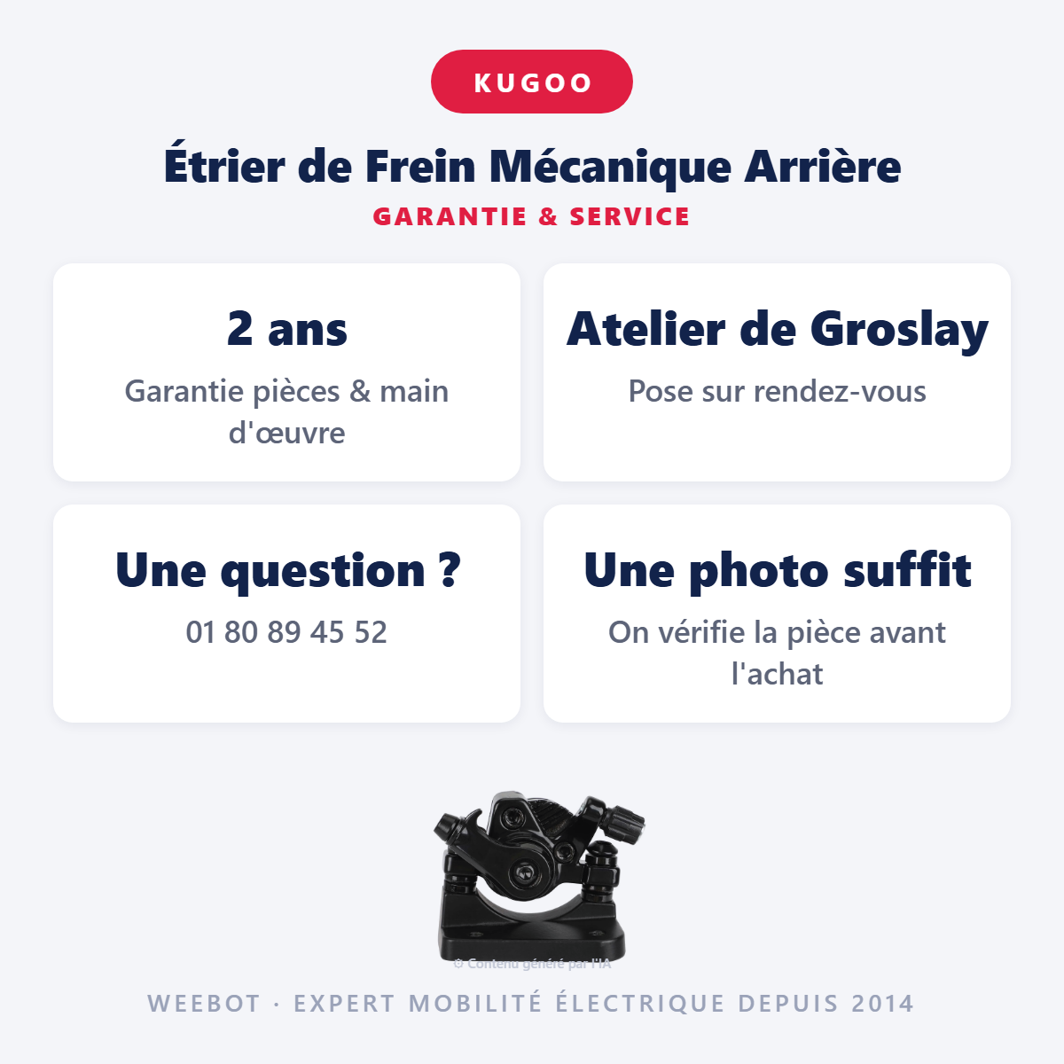 Étrier de Frein Mécanique Arrière : garantie 2 ans et service après-vente