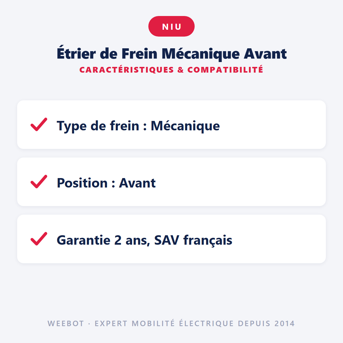 Étrier de Frein Mécanique Avant : caractéristiques et compatibilité