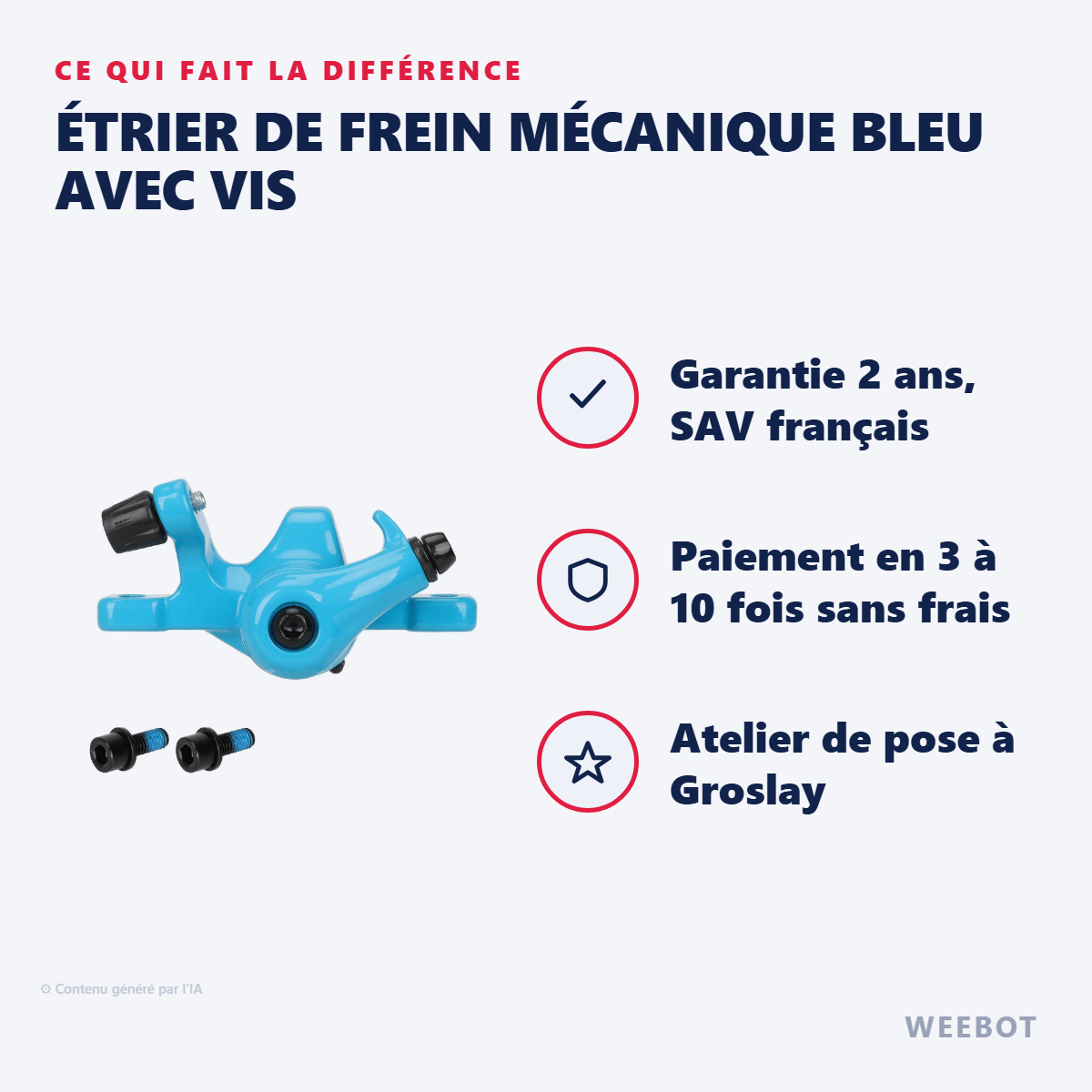 Étrier de Frein Mécanique Bleu avec Vis : les points forts