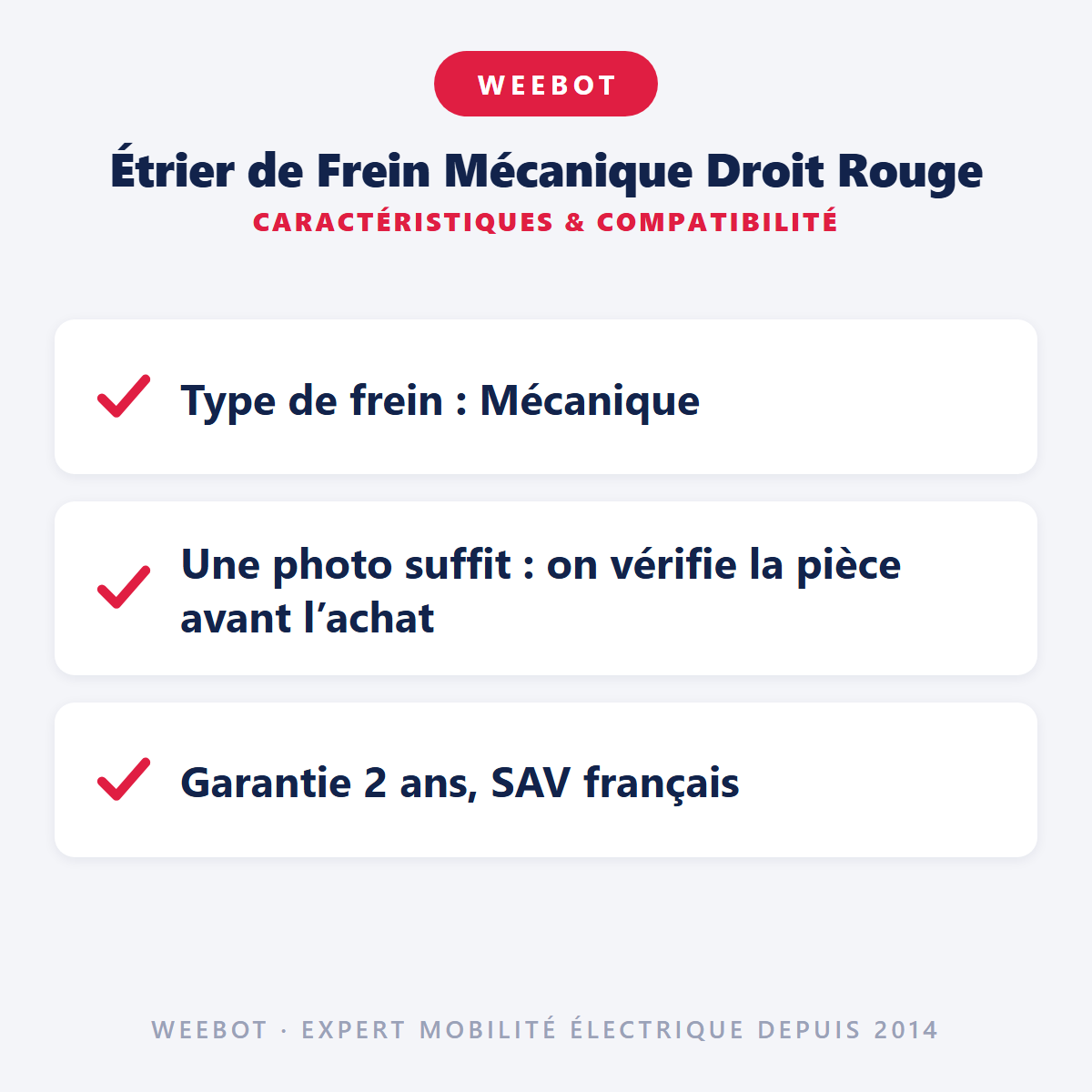 Étrier de Frein Mécanique Droit Rouge : caractéristiques et compatibilité