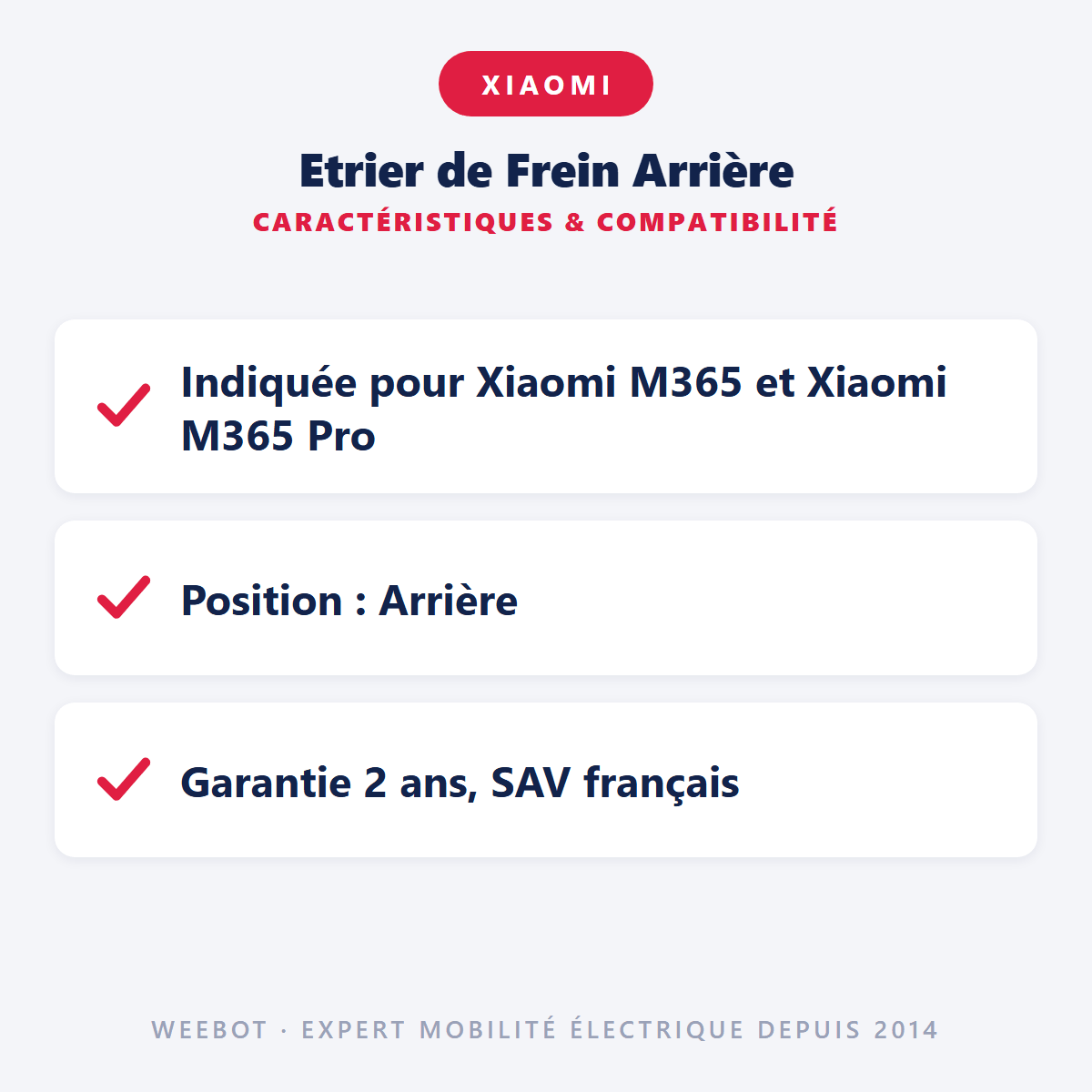 Etrier de Frein Arrière pour Trottinette Électrique M365 et M365 Pro - Xiaomi - Weebot