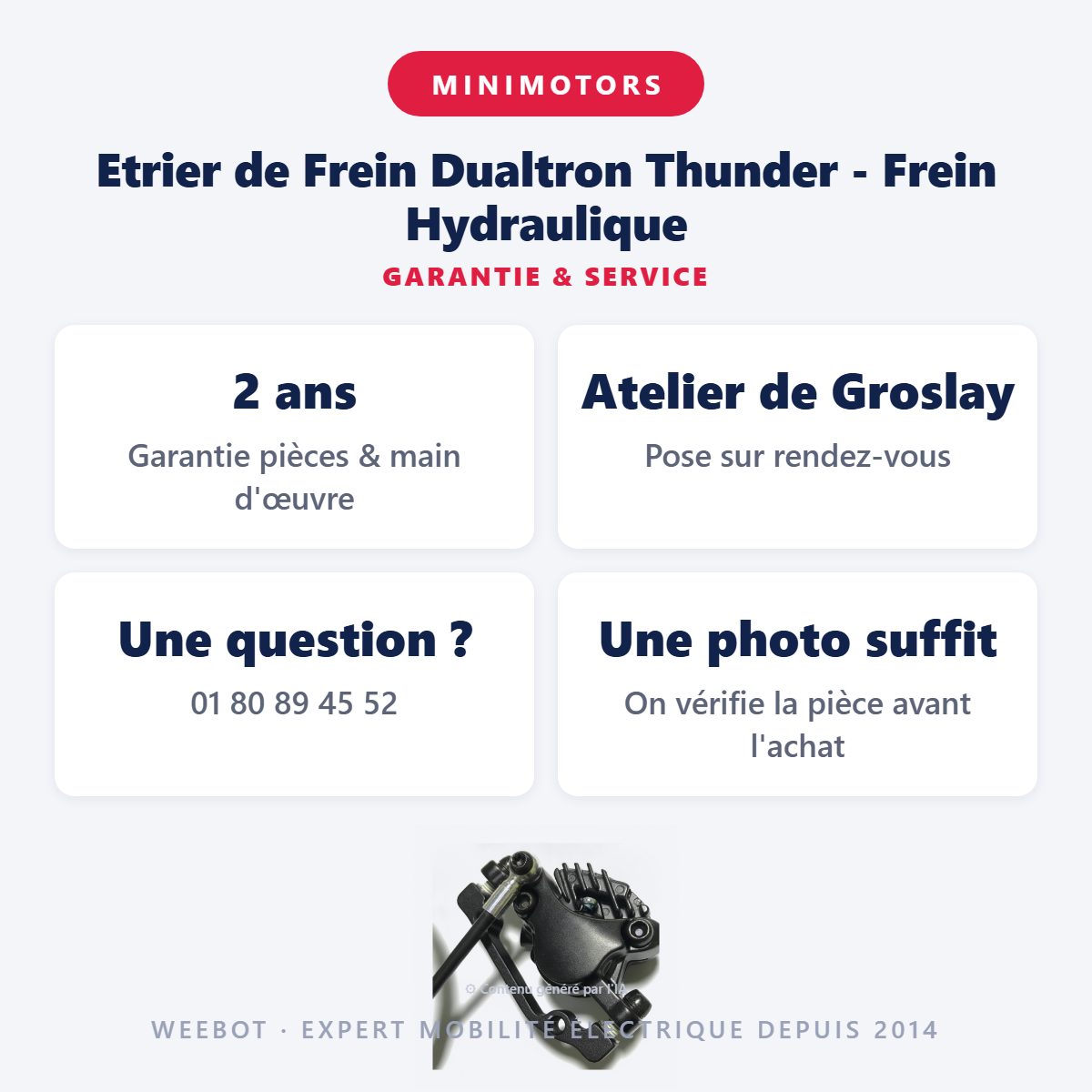 Etrier de Frein Dualtron Thunder - Frein Hydraulique : garantie 2 ans et service après-vente