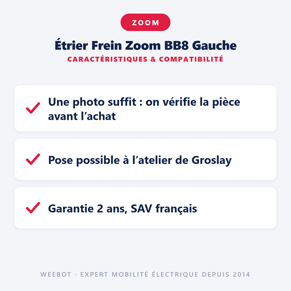 Étrier Frein Zoom BB8 Gauche pour Trottinette Électrique - Weebot
