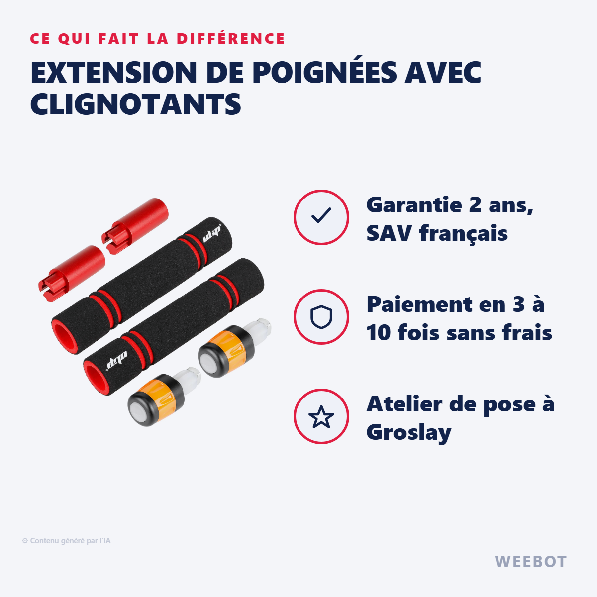 Extension de Poignées avec Clignotants : les points forts
