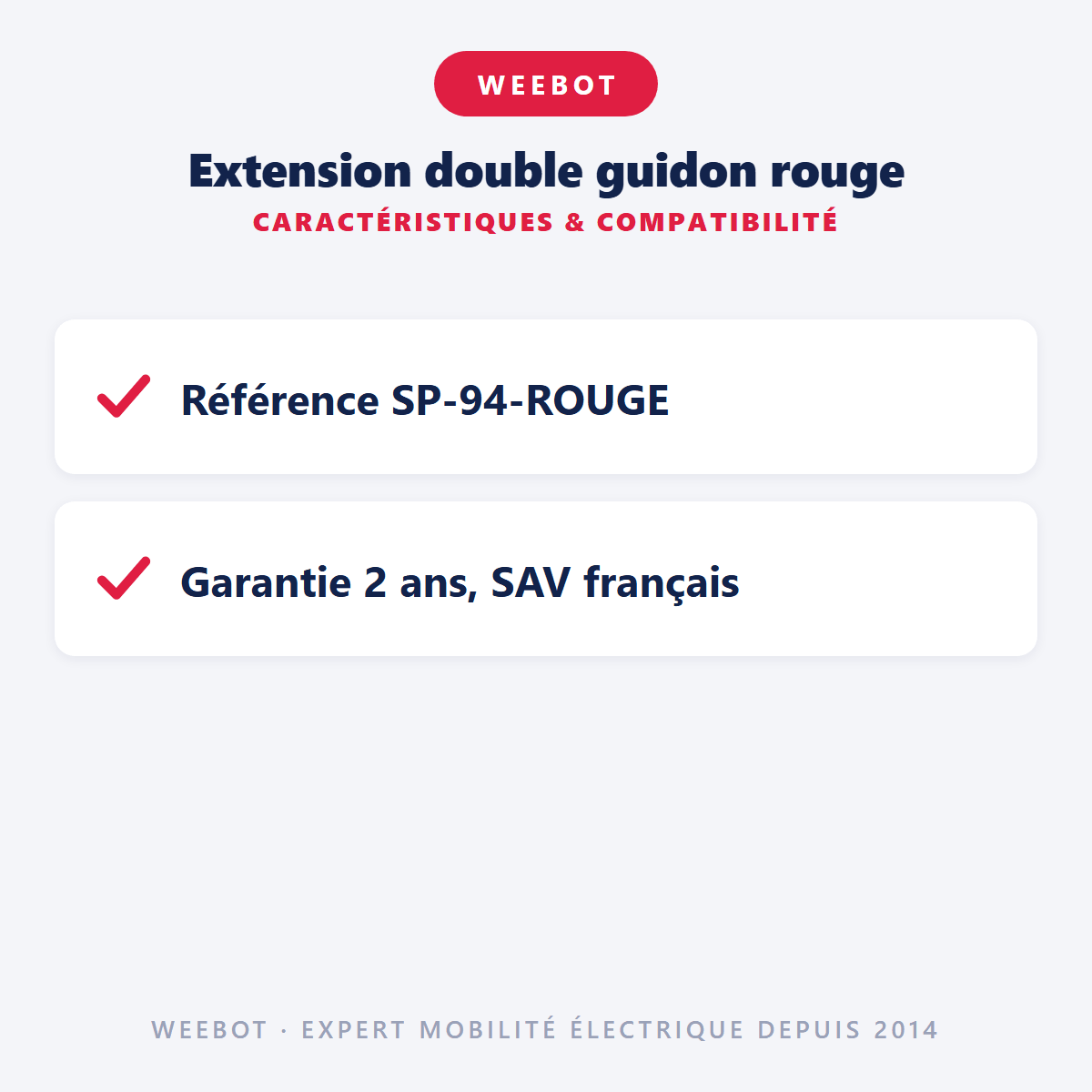 Extension double guidon rouge pour Trottinette Électrique - Weebot
