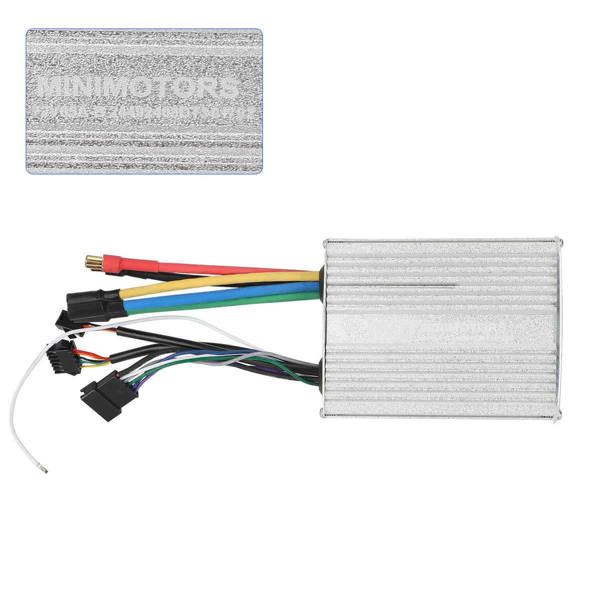 Contrôleur arrière Minimotors 72V 65A dans son boîtier alu argenté avec son câblage