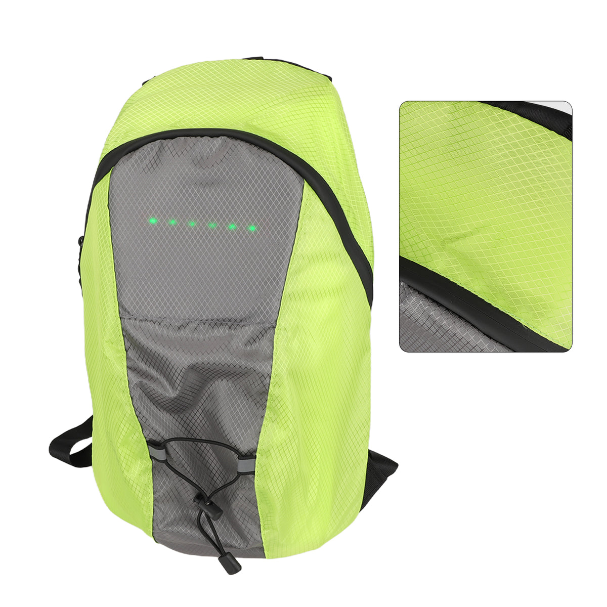 Sac à dos avec clignotants LED sans fil jaune fluo et gris