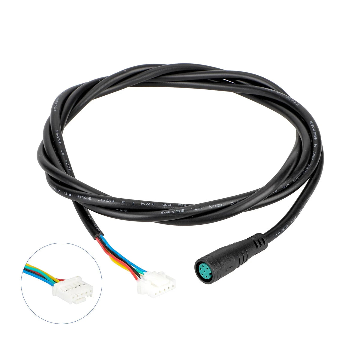 Câble d'alimentation noir pour afficheur de trottinette électrique avec connecteur étanche et broche