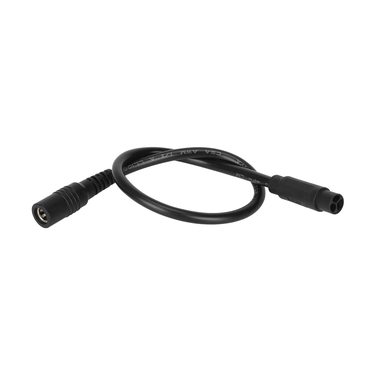 Câble adaptateur noir avec prise DC 2,1 et connecteur étanche 3 broches