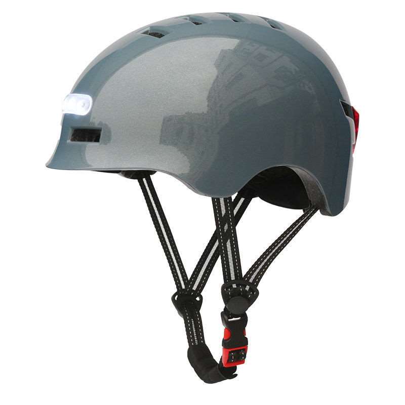 Casque avec Éclairage LED Avant et Arrière KY-Z002 Taille S, L Gris Boue Brillant Gris / S