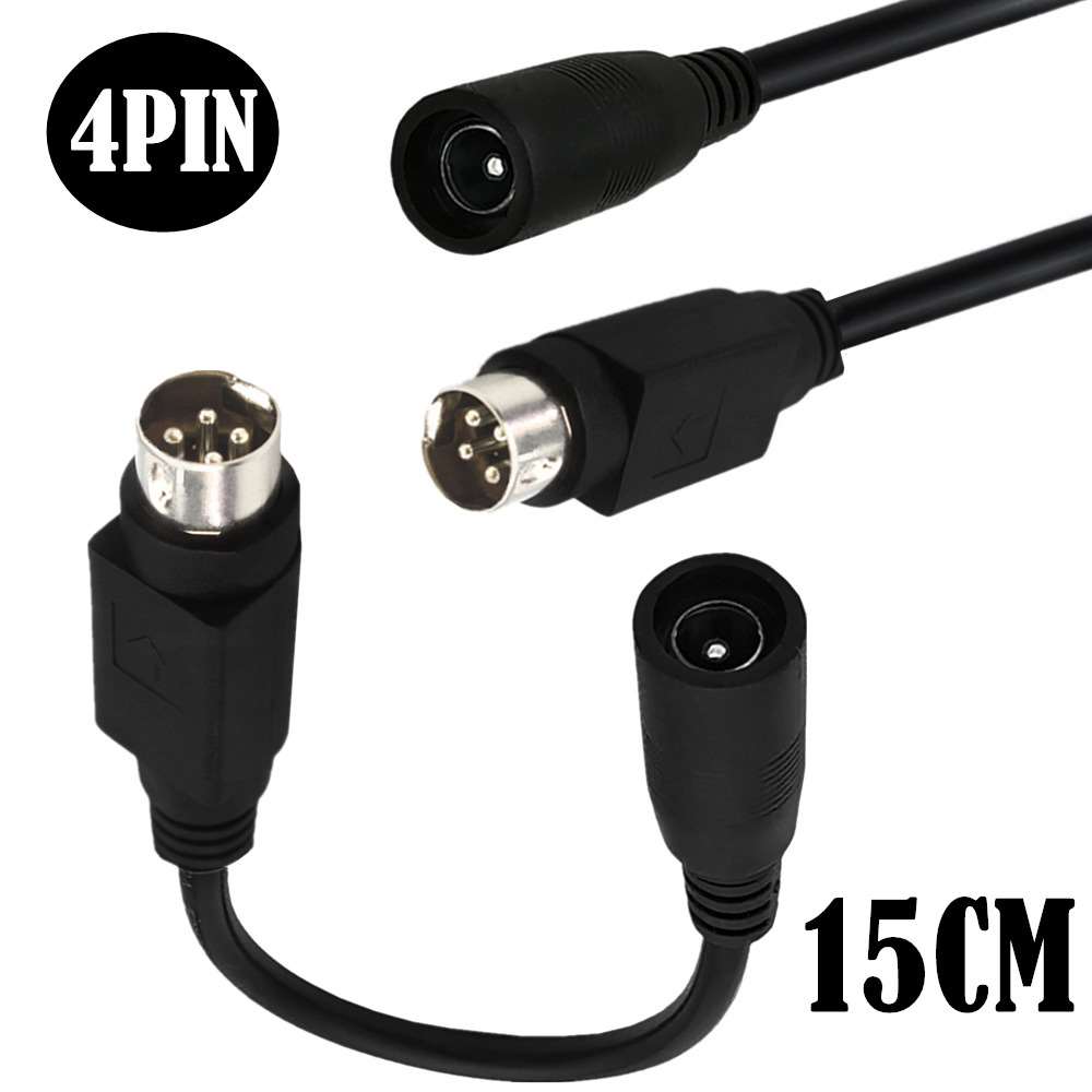 Câble adaptateur noir DC2.1 vers connecteur rond 4 broches de 15 cm