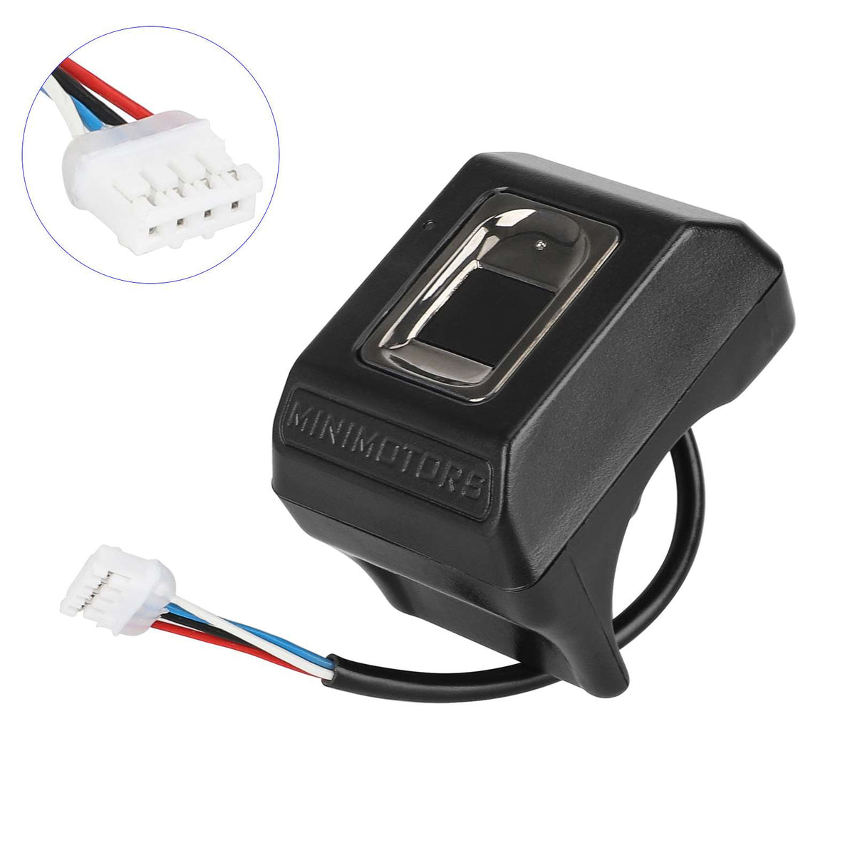 Lecteur d'empreinte digitale noir pour trottinette électrique avec son connecteur