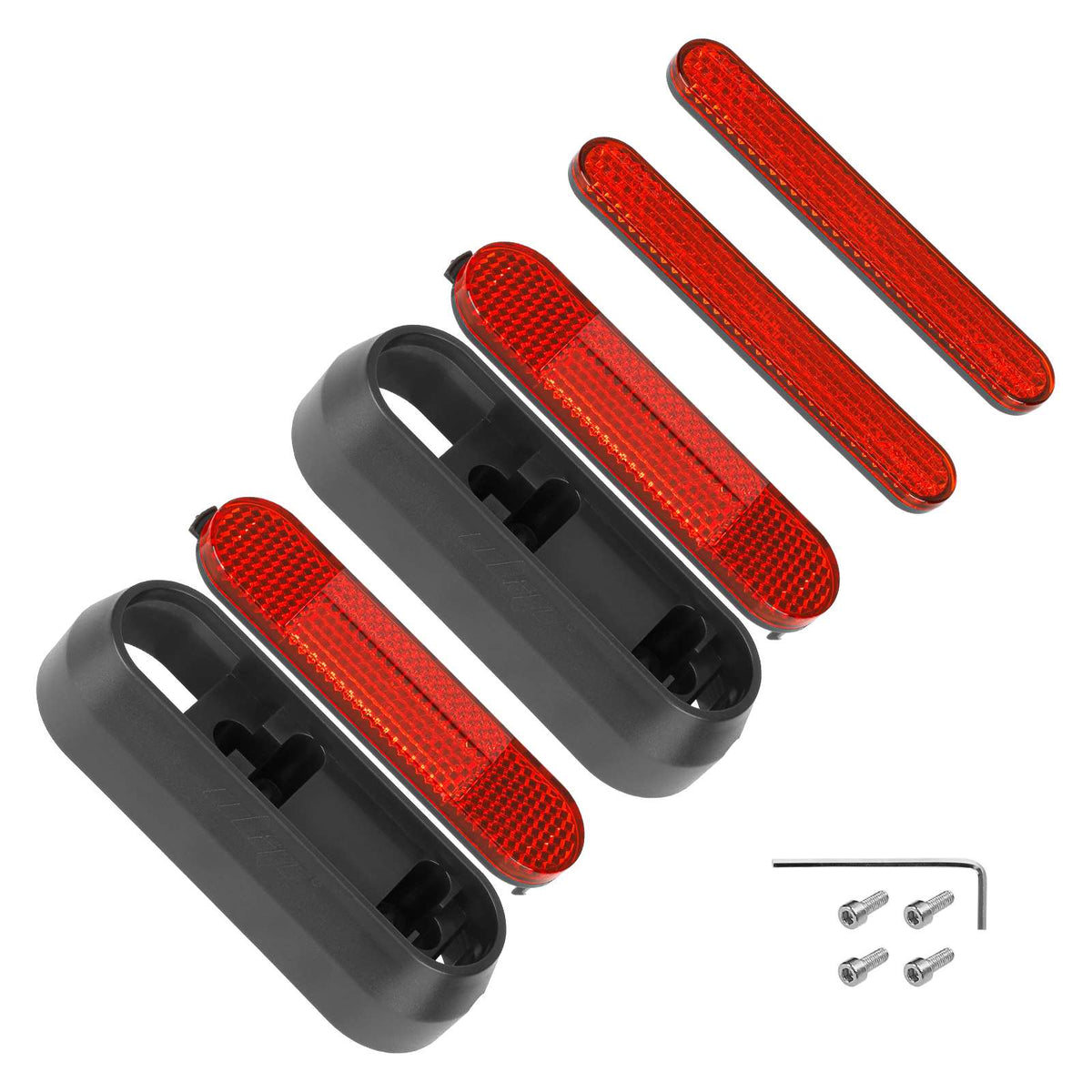 Caches décoratifs de fourche arrière gris avec réflecteurs rouges et vis de fixation