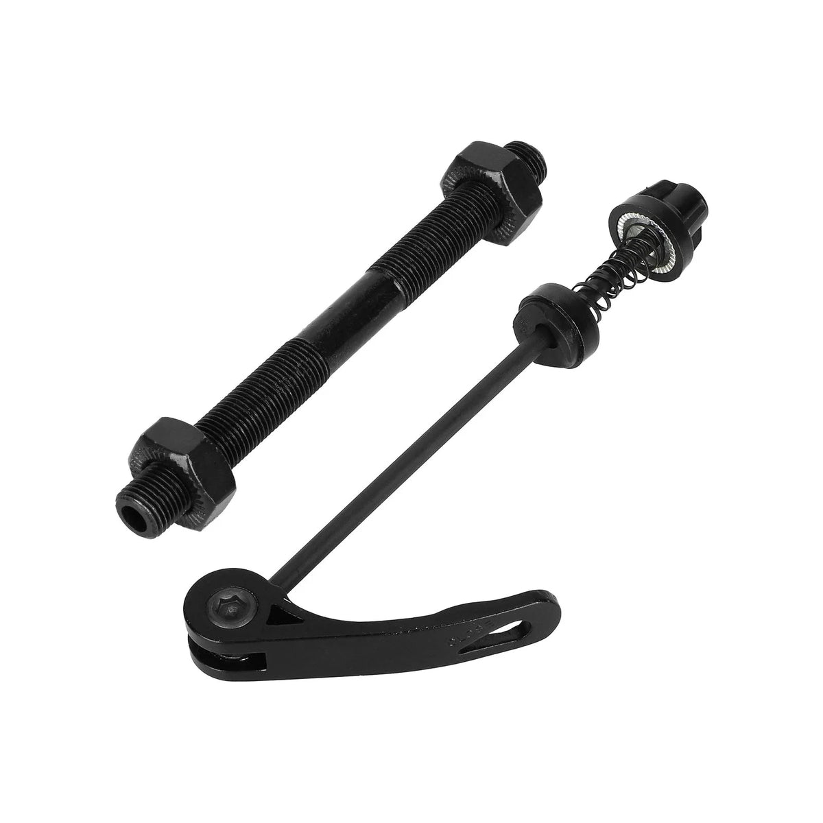 Axe à blocage rapide noir et axe fileté pour trottinette électrique