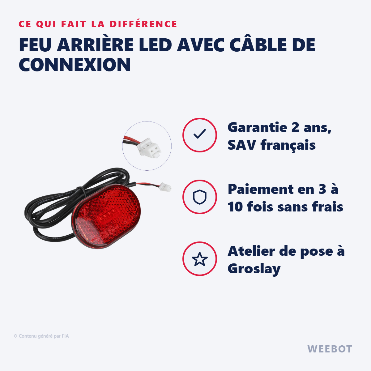 Feu Arrière LED avec Câble de Connexion : les points forts