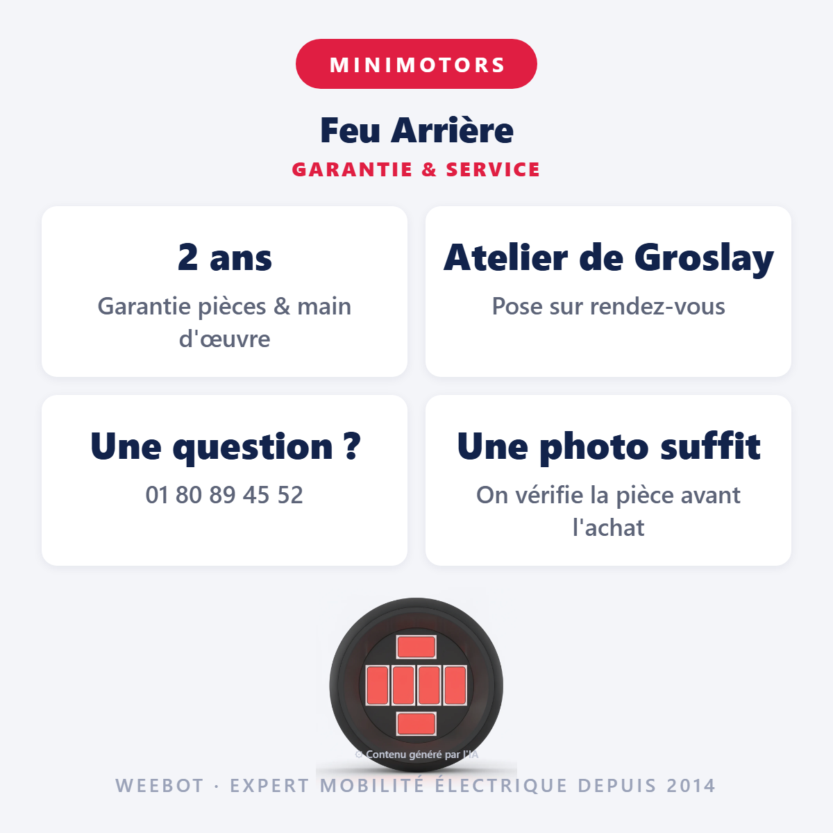 Feu Arrière : garantie 2 ans et service après-vente