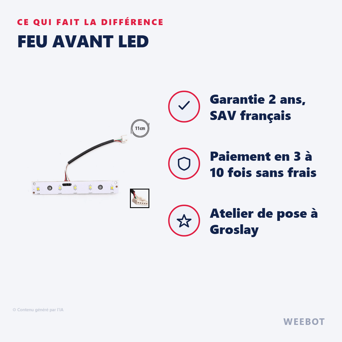 Feu Avant LED pour Trottinette Électrique Kukirin G2/G3/G4 - Weebot