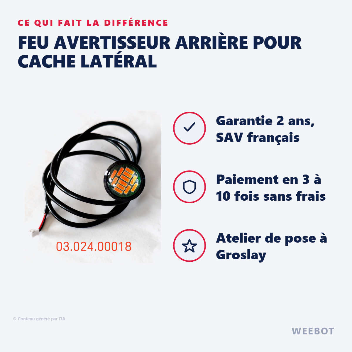 Feu Avertisseur Arrière pour Cache Latéral : les points forts