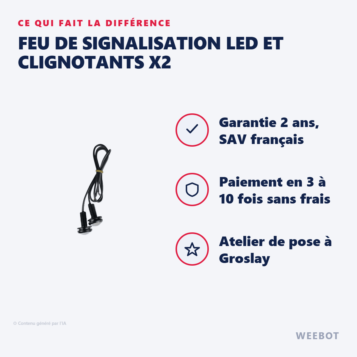 Feu de Signalisation LED et Clignotants X2 pour Trottinette Électrique - Weebot