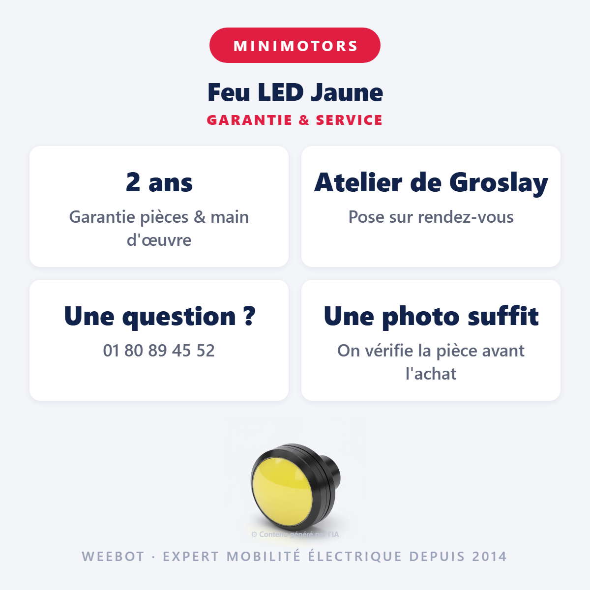Feu LED Jaune : garantie 2 ans et service après-vente
