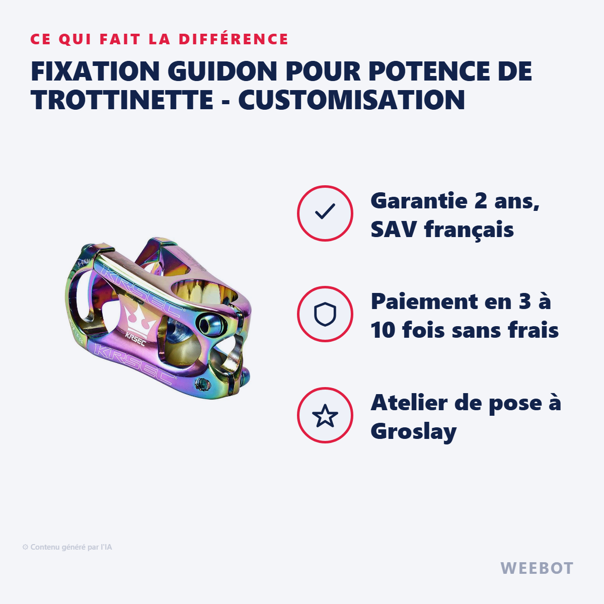 Fixation Guidon pour Potence de Trottinette - Customisation : les points forts