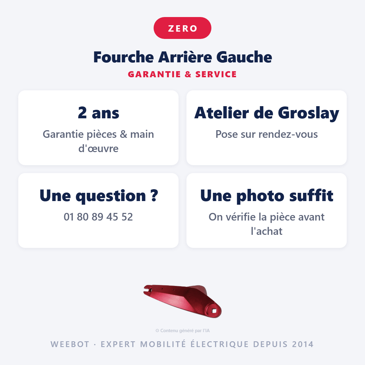 Fourche Arrière Gauche pour Trottinette Électrique Z10X - Weebot