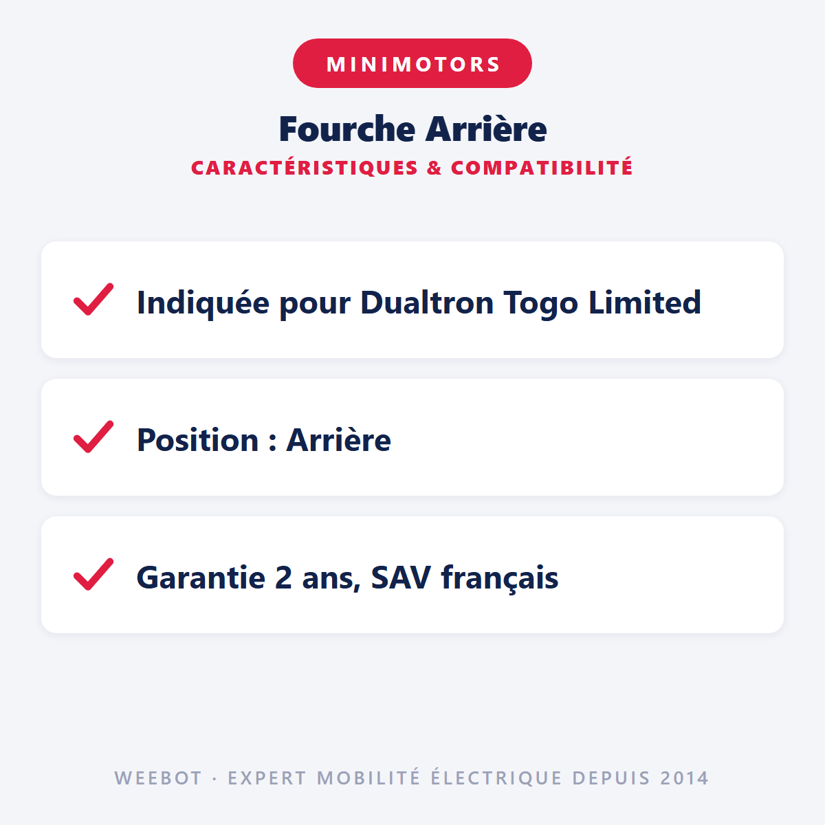 Fourche Arrière pour Trottinette Électrique Dualtron Togo Limited - Weebot