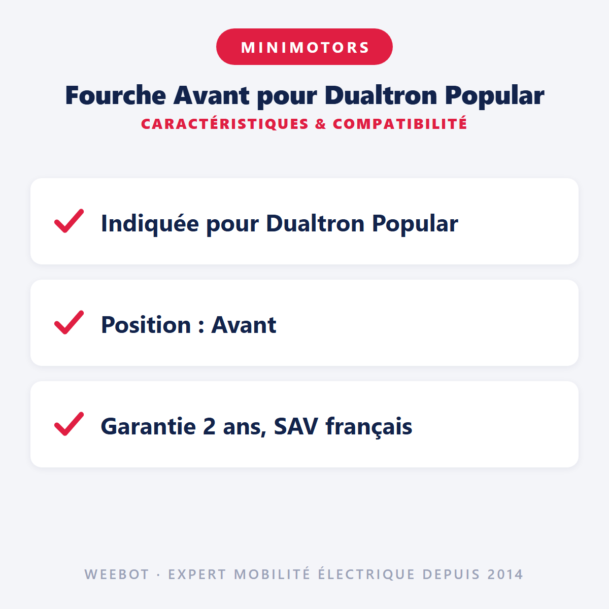 Fourche Avant pour Dualtron Popular - Weebot