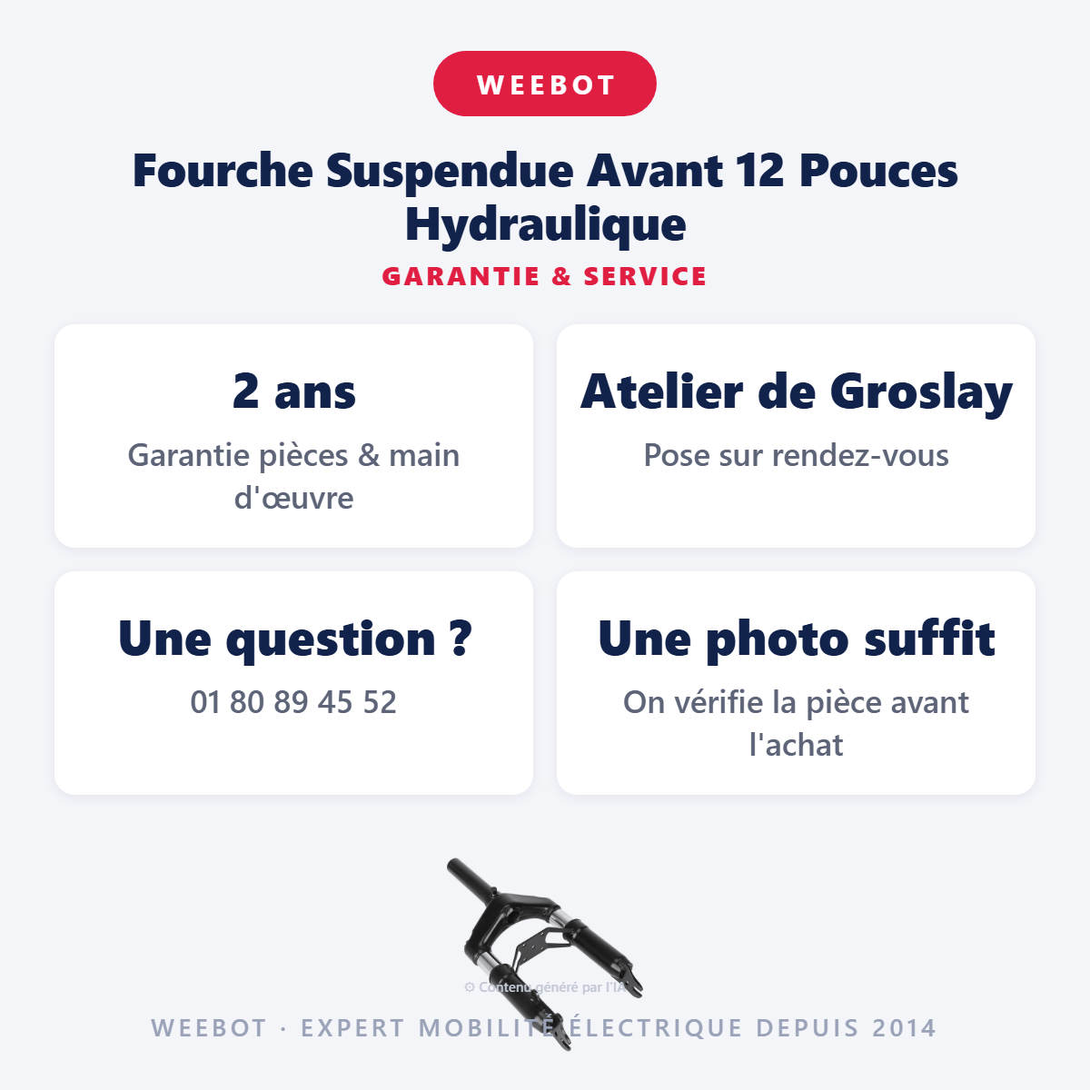 Fourche Suspendue Avant 12 Pouces Hydraulique : garantie 2 ans et service après-vente