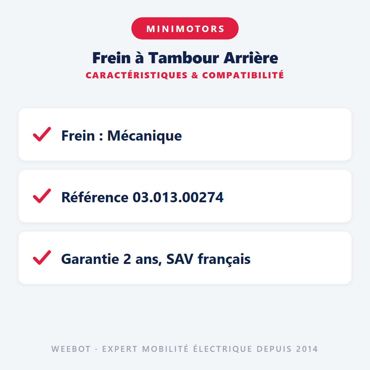 Frein à Tambour Arrière : caractéristiques et compatibilité