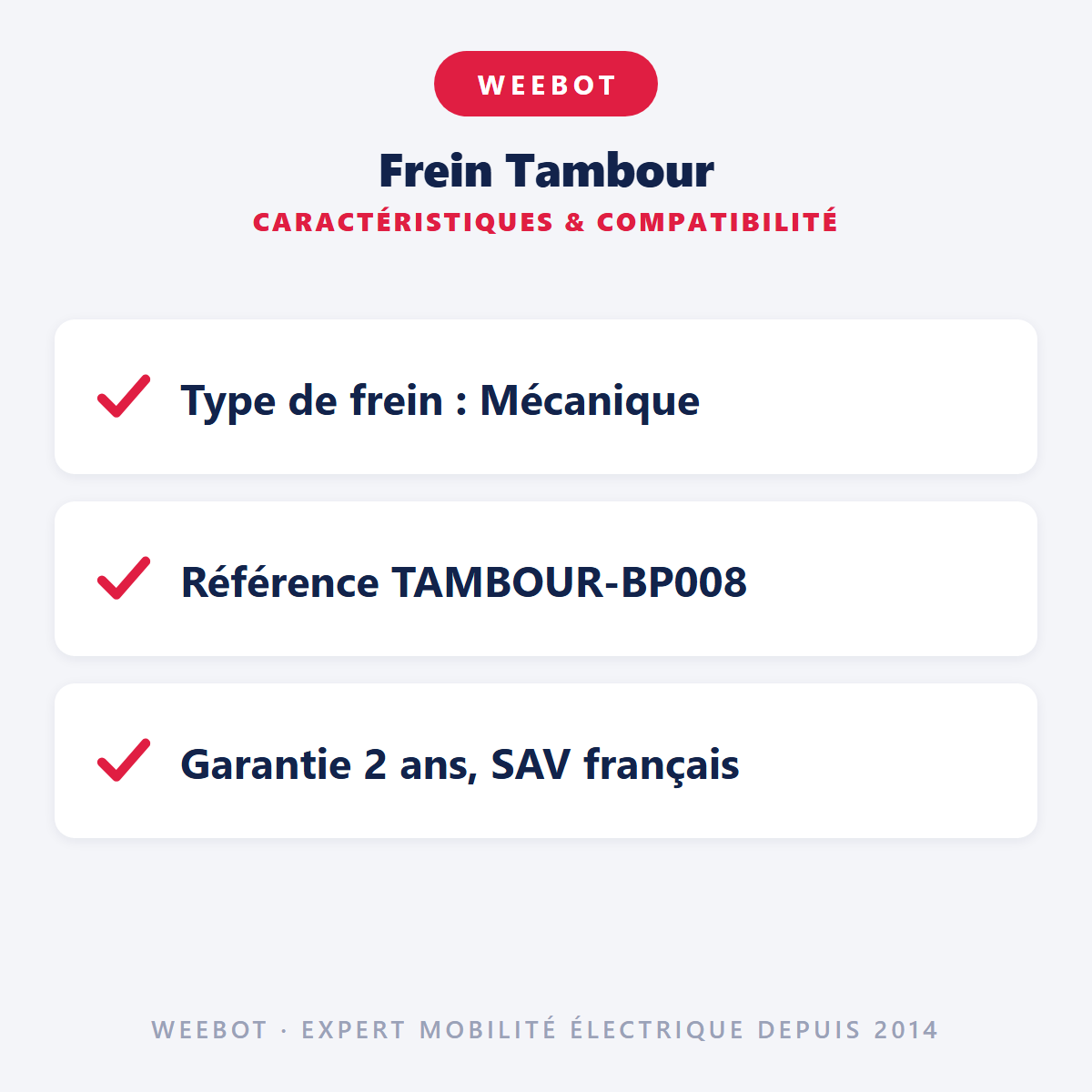 Frein Tambour : caractéristiques et compatibilité