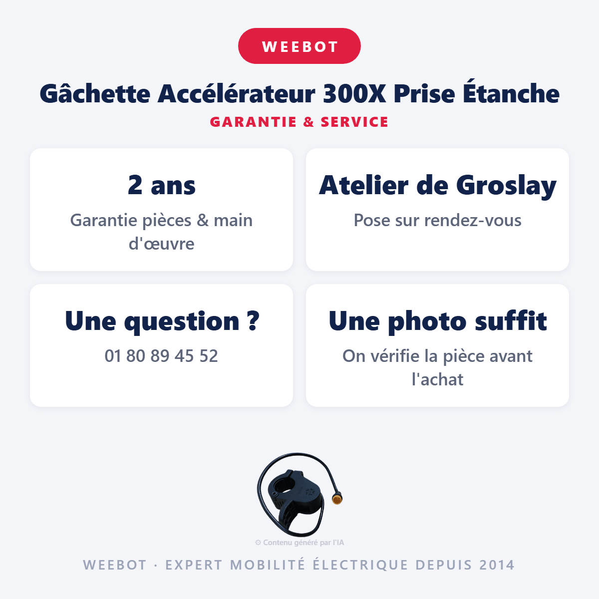 Gâchette Accélérateur 300X Prise Étanche Pour Trottinette Électrique - Weebot