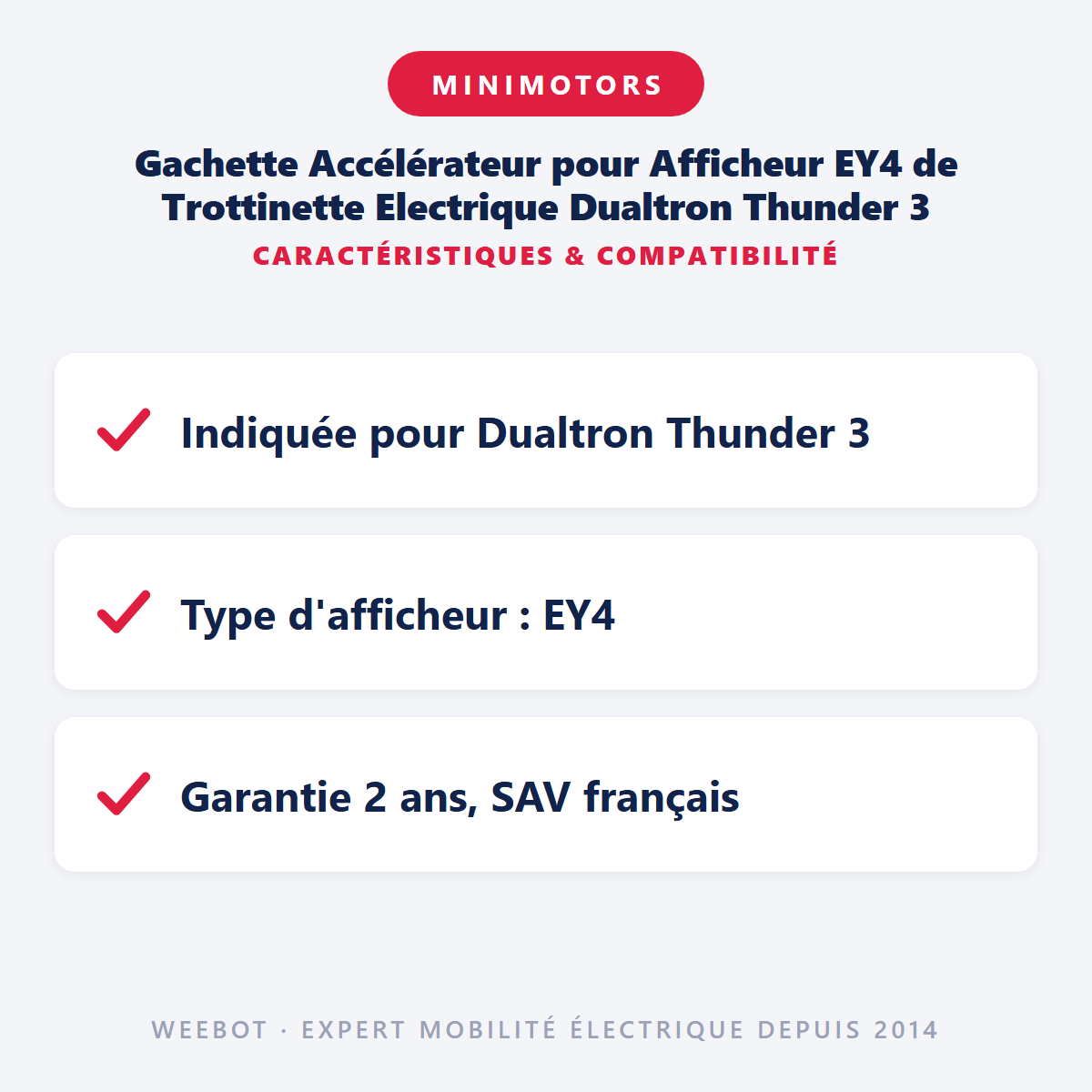 Gachette Accélérateur pour Afficheur EY4 de Trottinette Electrique Dualtron Thunder 3 (Connectique Verte) - Weebot