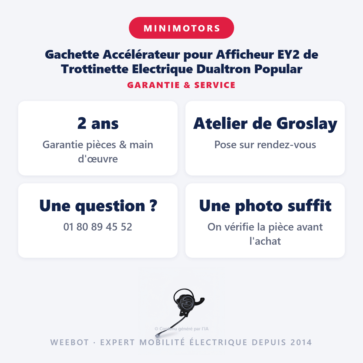Gachette Accélérateur pour Afficheur EY2 de Trottinette Electrique Dualtron Popular - Weebot