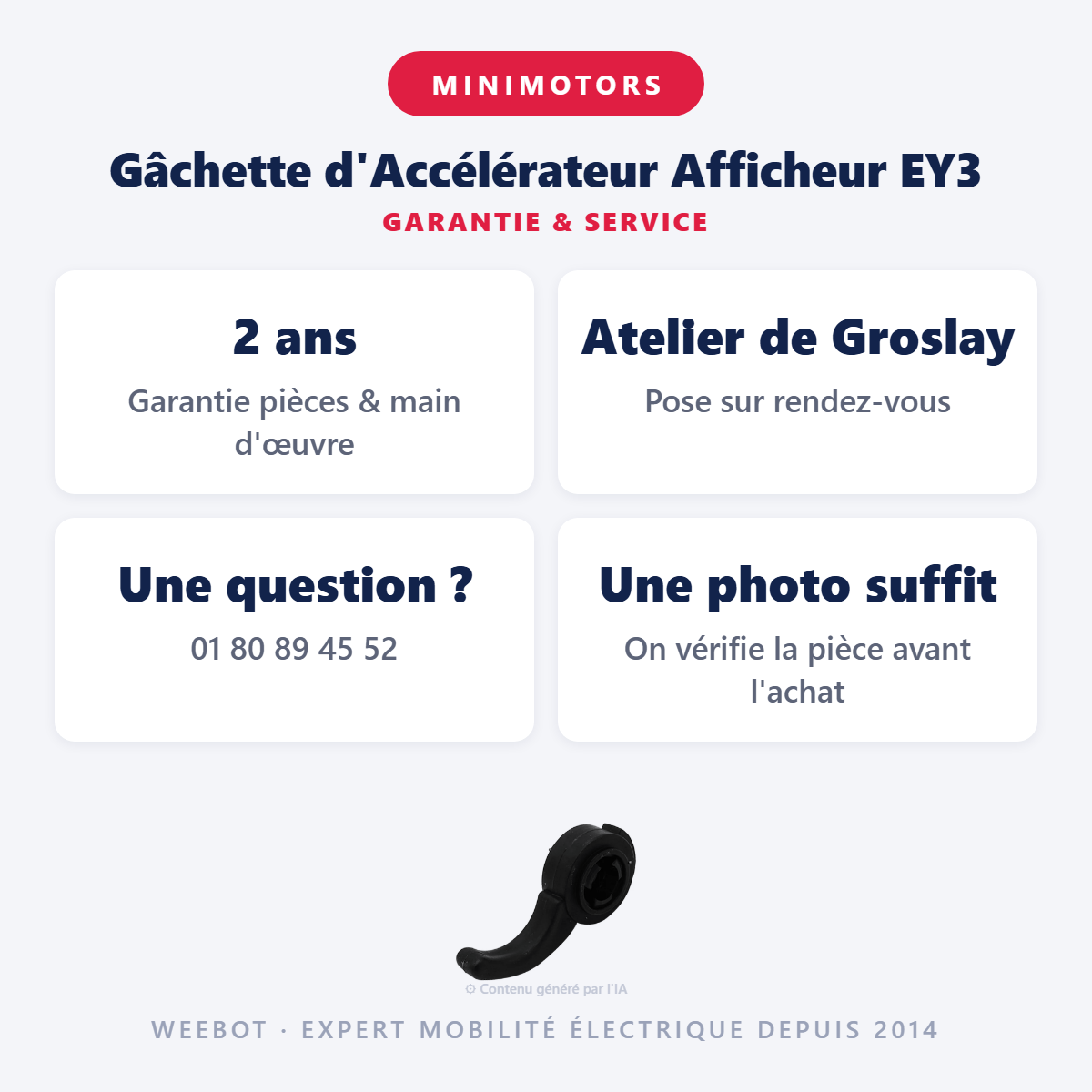 Gâchette d'Accélérateur Afficheur EY3 : garantie 2 ans et service après-vente