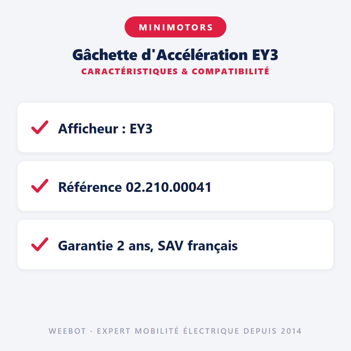 Gâchette d'Accélération EY3 : caractéristiques et compatibilité