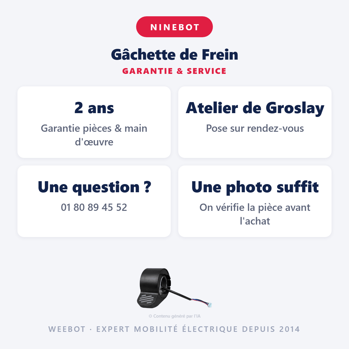 Gâchette de Frein pour Trottinette Électrique Ninebot ES - Weebot