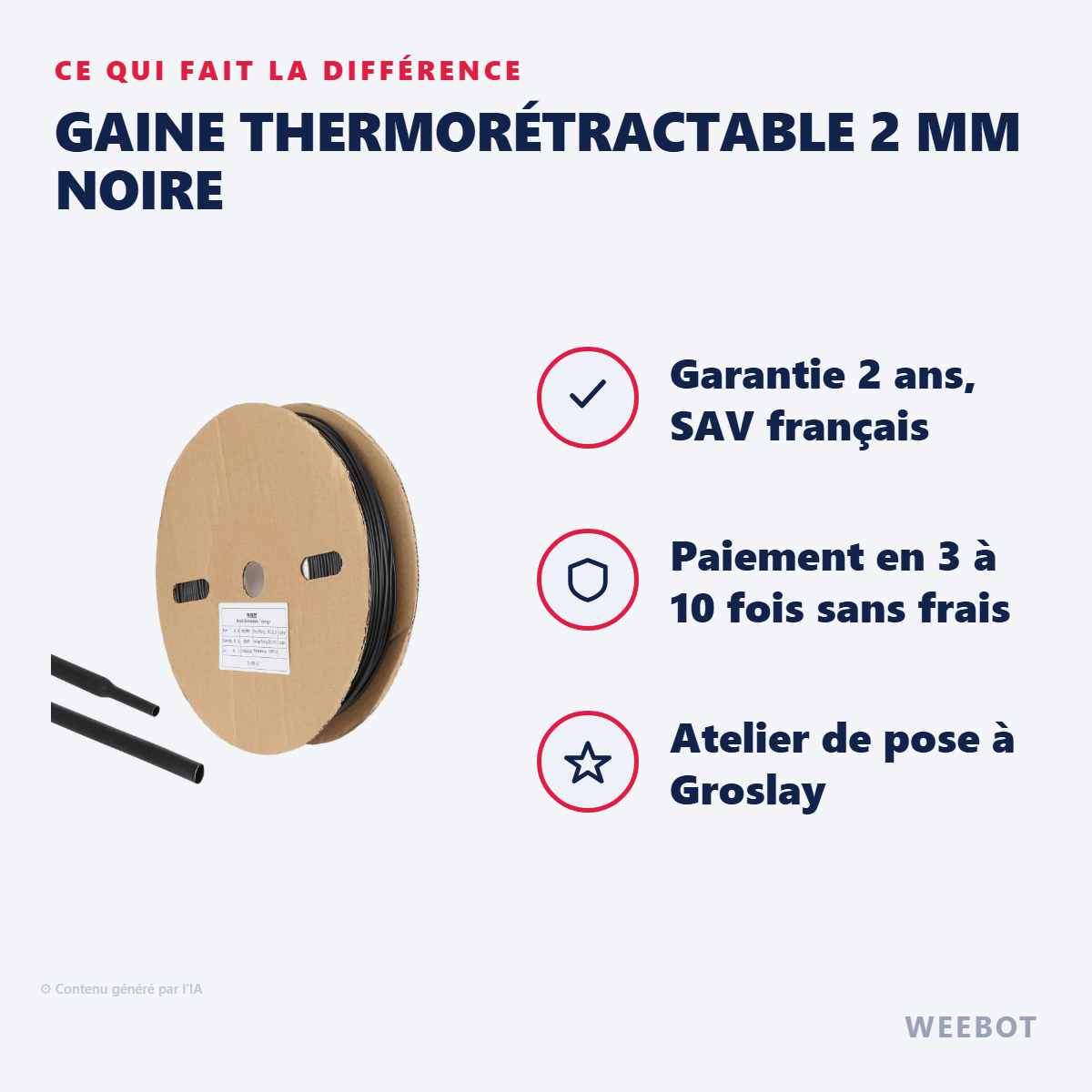 Gaine Thermorétractable 2 mm Noire : les points forts