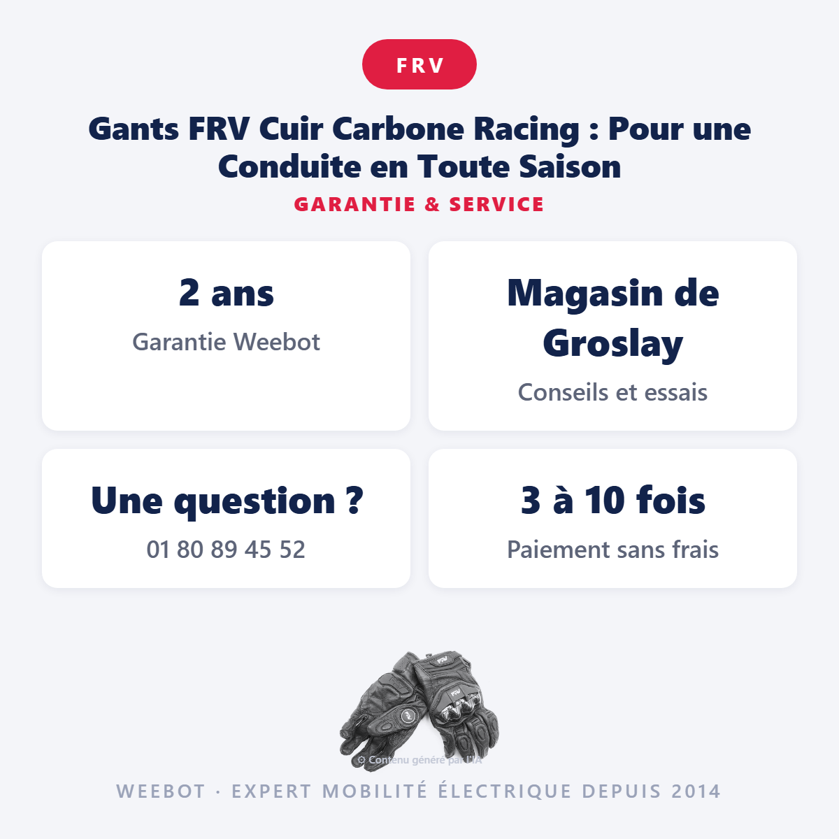 Gants FRV Cuir Carbone Racing : Pour une Conduite en Toute Saison : garantie 2 ans et service après-vente