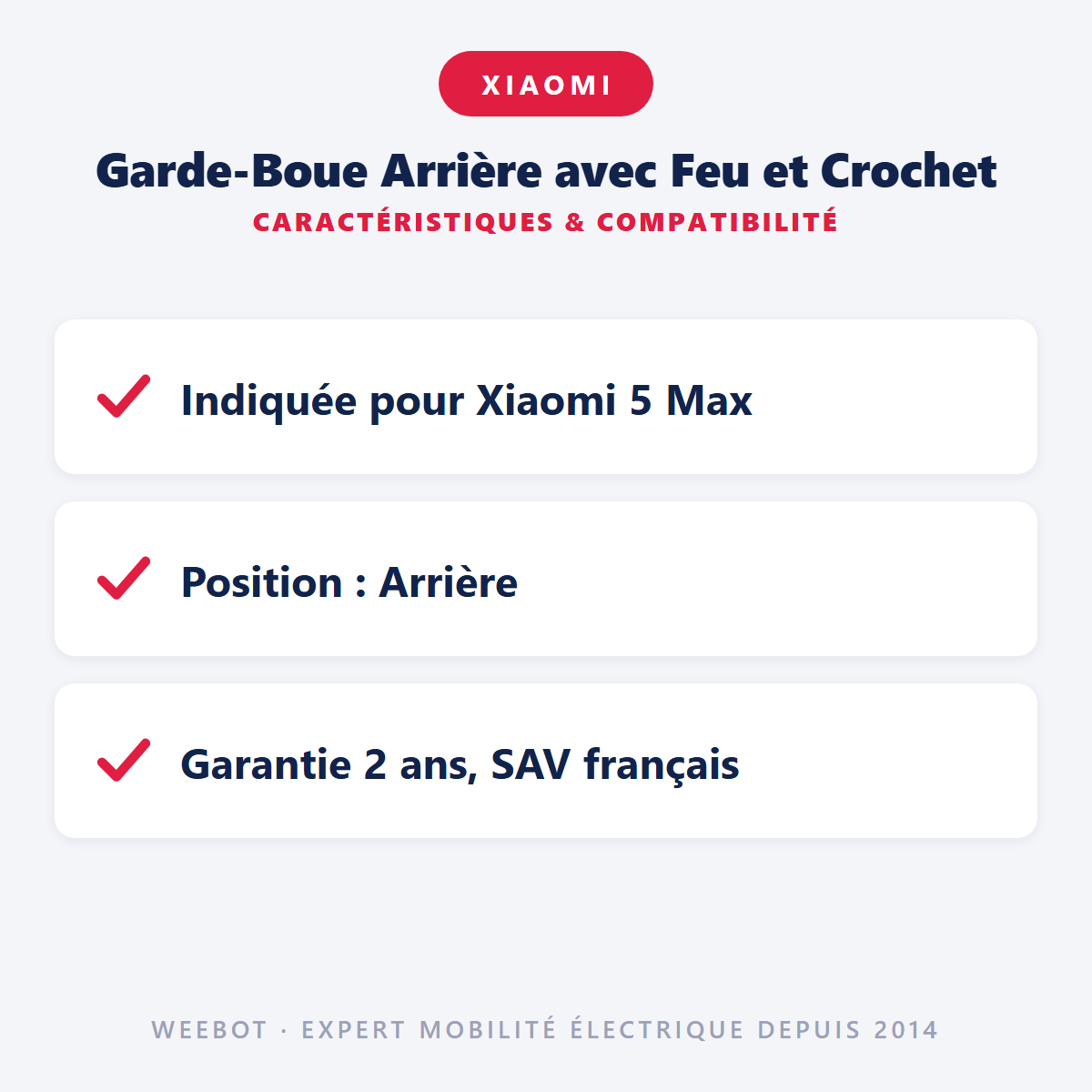Garde-Boue Arrière avec Feu et Crochet : caractéristiques et compatibilité