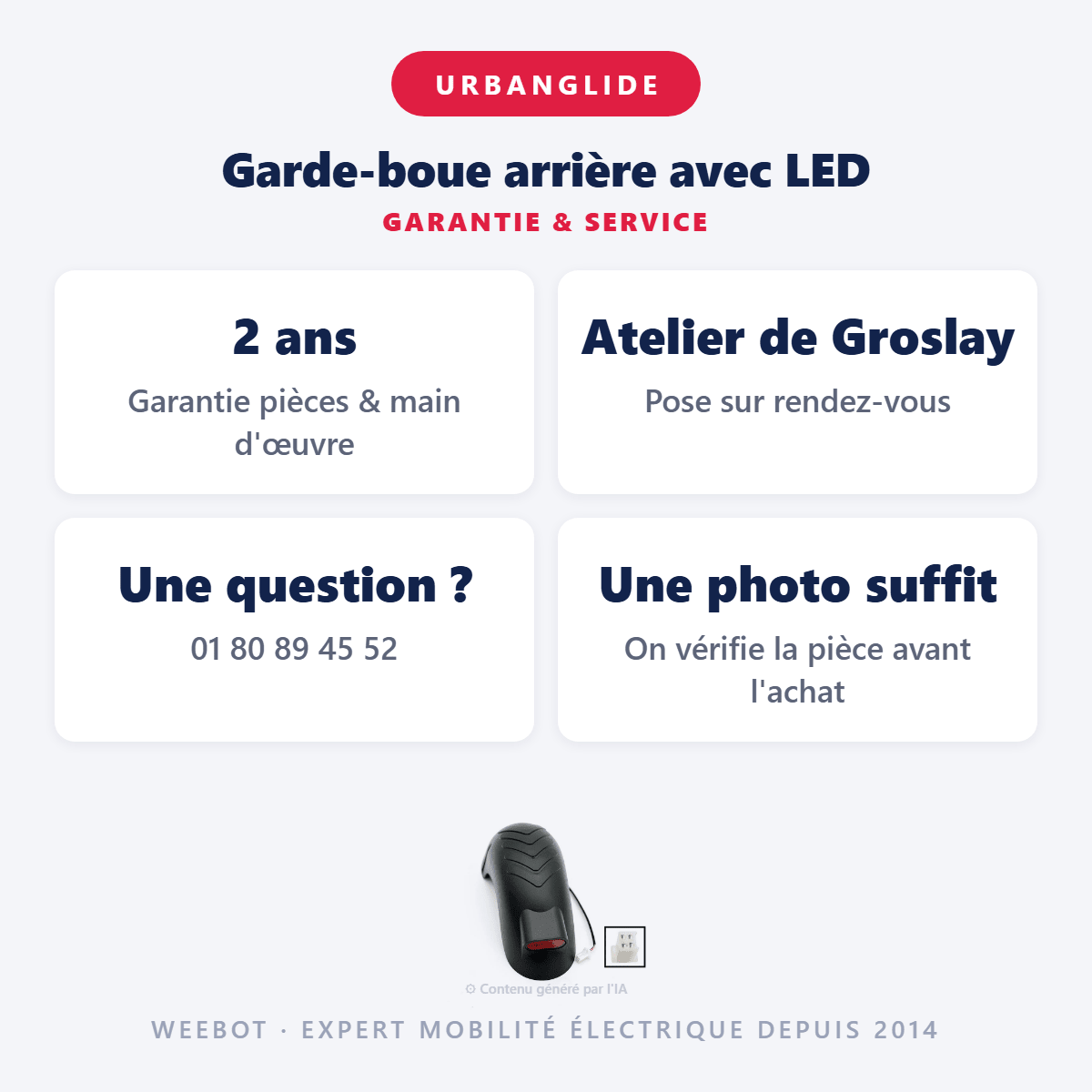 Garde-boue arrière avec LED pour Trottinette Électrique Urbanglide E-Cross - Weebot