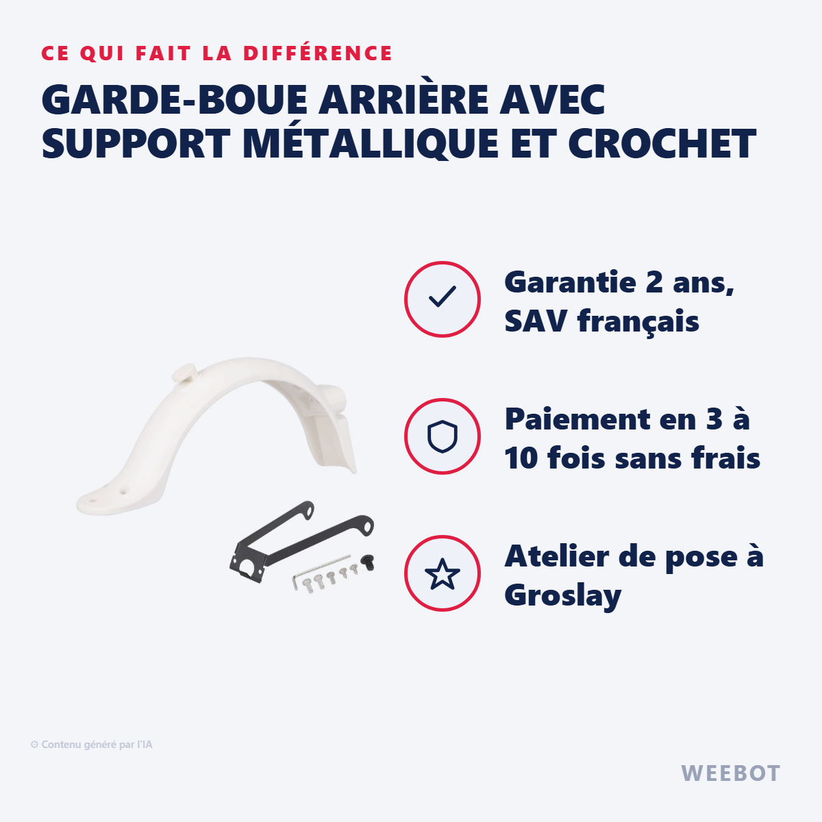 Garde-Boue Arrière avec Support Métallique et Crochet : les points forts