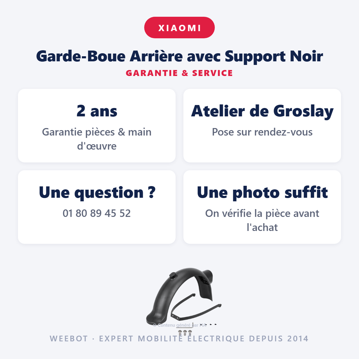Garde-Boue Arrière avec Support Noir : garantie 2 ans et service après-vente