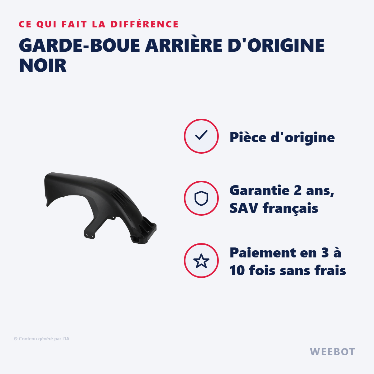 Garde-Boue Arrière d'Origine Noir : les points forts