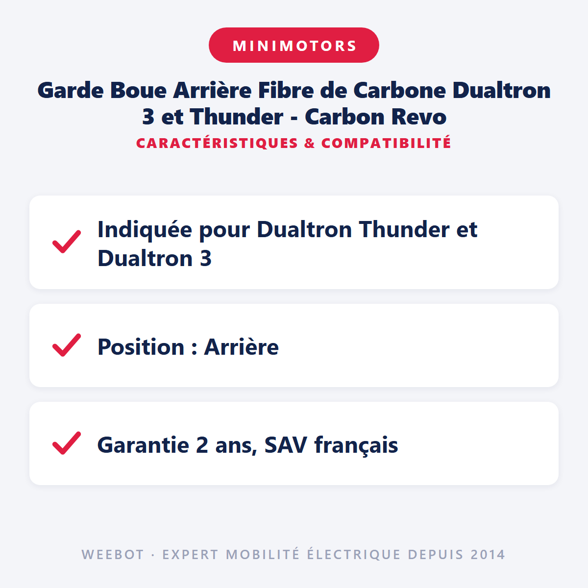 Garde Boue Arrière Fibre de Carbone Dualtron 3 et Thunder - Carbon Revo : caractéristiques et compatibilité