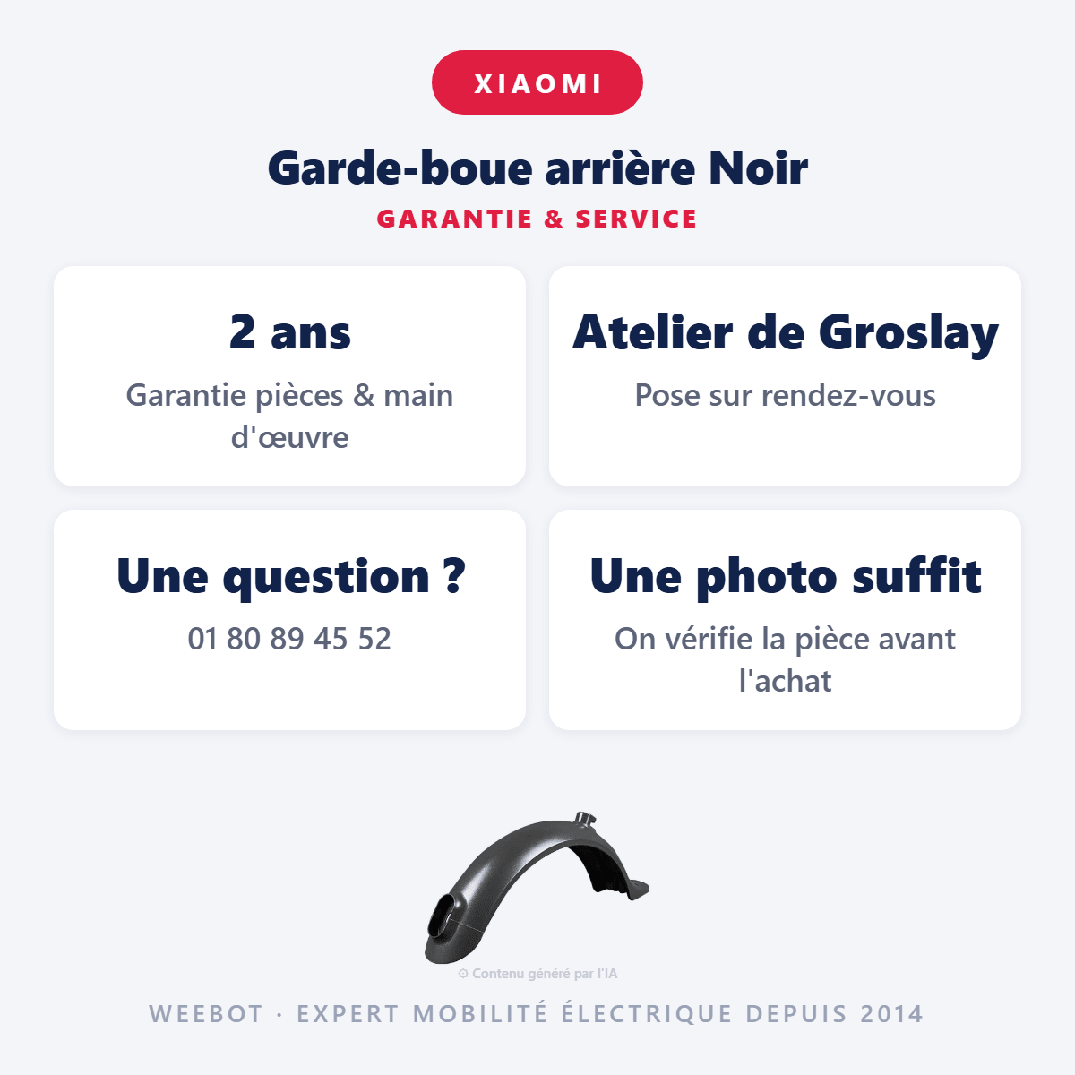 Garde-boue arrière Noir pour Trottinette Électrique Xiaomi M365 & M365 Pro - Weebot